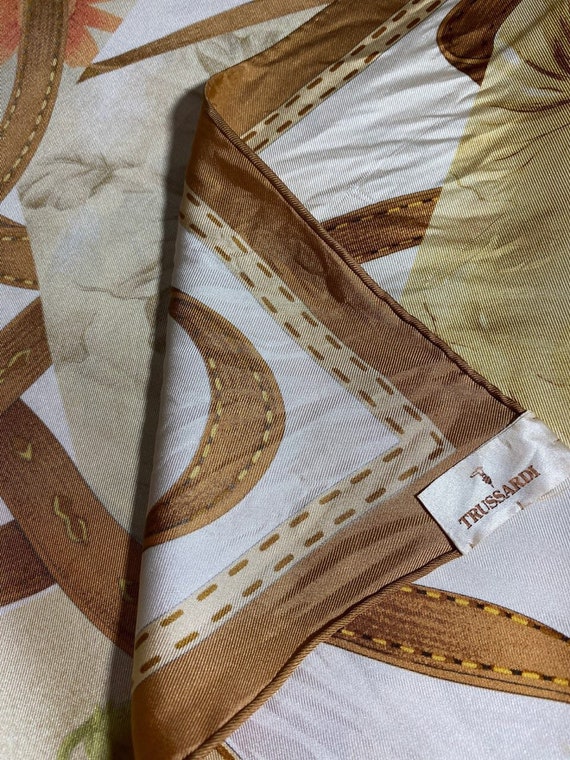 Free post Authentic Trussardi   silk scarf (33"x3… - image 3