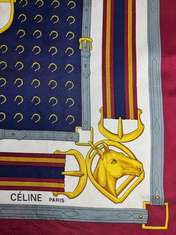 Free shipping Authentic Celine silk scarf (33”x34… - image 5