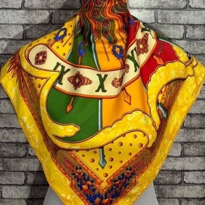 Gratis DHL express Authentieke Hermes “Gloria Soli” zijden sjaal (34”x35”) H9570