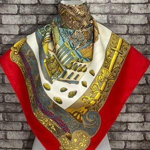 Free DHL EXPRESS Authentic Hermes “L’Atlantide” silk scarf (35"x34")H7512