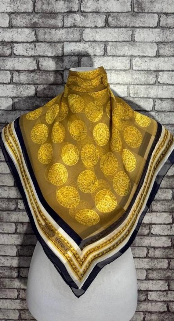 VIP【関税送料無料】希少 SAINT LAURENT SCARF YVES SAINT LAURENT VINTAGE SCARF CLASSIC ART RED WOMEN SILK