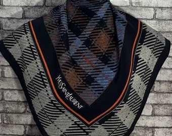 Free shipping Authentic YvesSaintLaurent  silk scarf (30”x31”) C