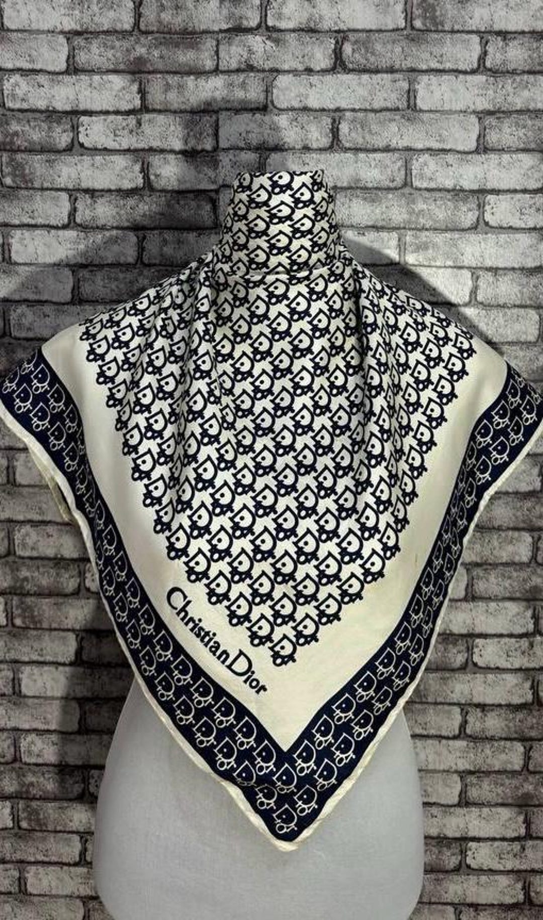 Free Shipping Authentic Christian Dior Monogram Silk Scarf 26.5x27 ...