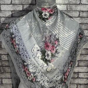 Free shipping Authentic Christian Dior silk scarf (41”x42”) C10834