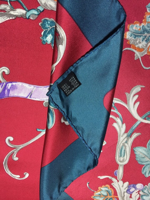Free post Authentic Courreges  silk scarf (33"x34… - image 5