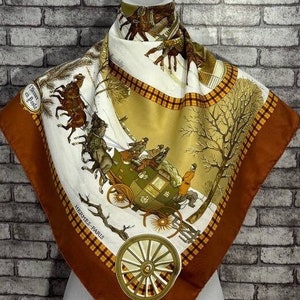 Gratis Dhl EXPRESS Authentieke Hermes “L’hiver en Poste” zijden sjaal (34”x35”) H9048