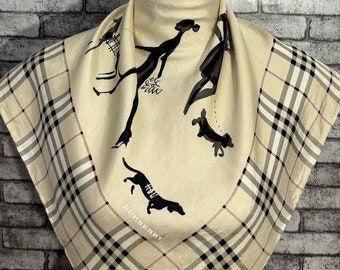 Free shipping Authentic Burberry  silk scarf (33”x34”) C