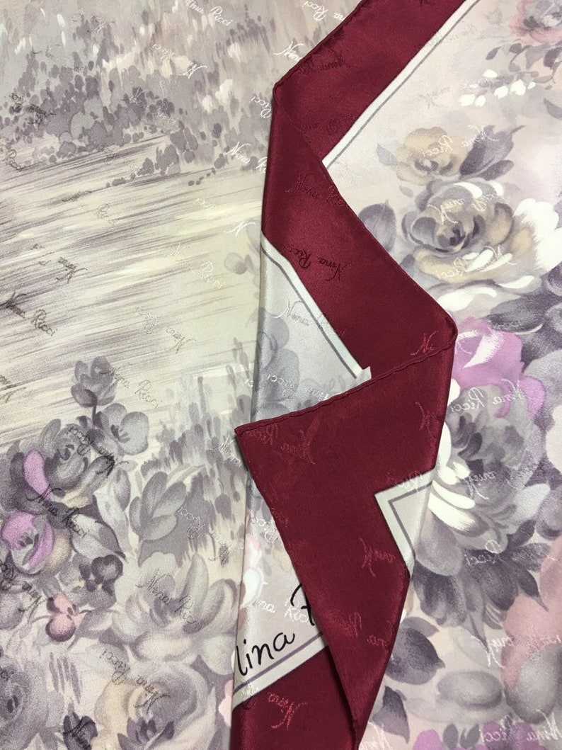 Free post Authentic Nina Ricci silk scarf 31x31 N3183