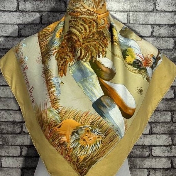 Free shipping Authentic Hermes “Nuba Mountain”  silk scarf (34”x35”) H9483