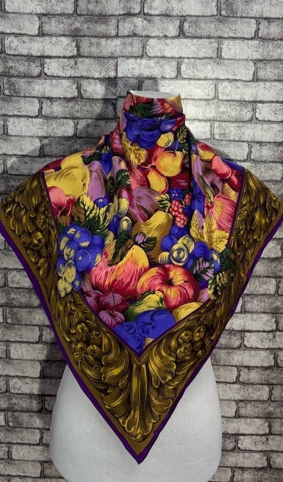 Free shipping Authentic Christian Dior  silk scarf