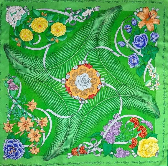 Free shipping Authentic Hermes silk scarf (34”x35… - image 2
