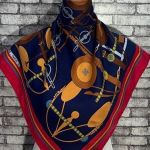 Free DHL express Authentic Hermes “Brides et Frontaux” silk scarf (34”x35”) H9433