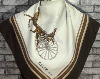 Free shipping Authentic Celine silk scarf (33”x34”) C