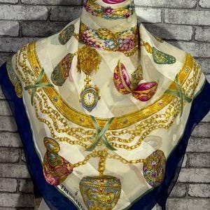 Free shipping Authentic Trussardi silk scarf (33”x34”) C10660