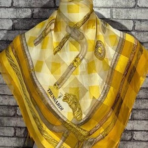 Free shipping Authentic Trussardi  silk scarf (33”x34”) C10985