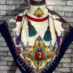 Free shipping Authentic Trussardi  silk scarf (40”x40”) C11056