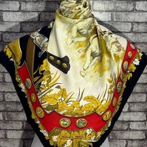 Free shipping Authentic Hermes “Le Debuche”  silk scarf (34”x35”) H10929