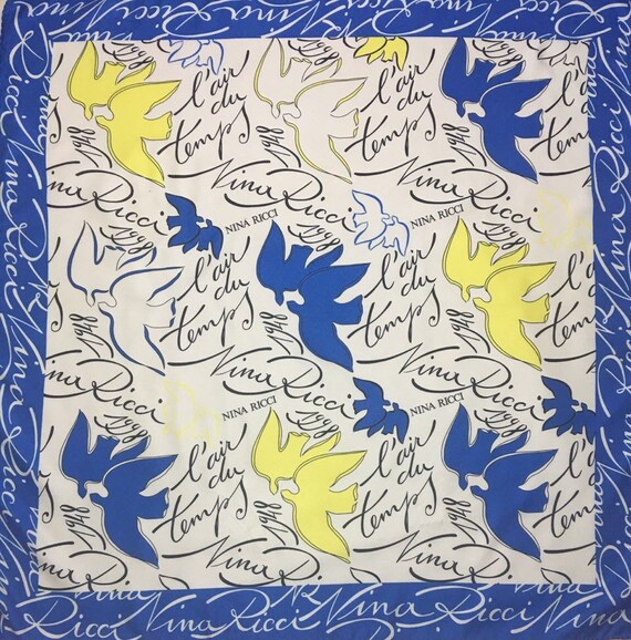 Free post Authentic Nina Ricci silk scarf 31x31 N3183
