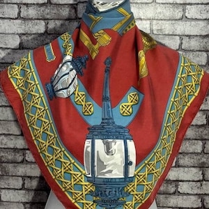 Free shipping Authentic Hermes “Feux de Route” silk scarf (34”x35”) H8644