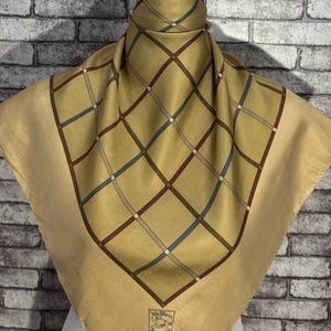 Free shipping Authentic Burberrys  silk scarf (33”x34”) C10854