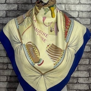 Gratis DHL Express Authentieke Hermes "A la Cuisine gloire de francaise" zijden sjaal (34" x 35") H10054