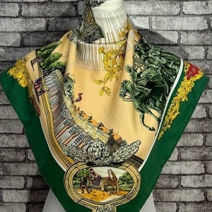 Gratis DHL Express Authentieke Hermes "Sanssoucy" zijden sjaal (34" x 35") H9983