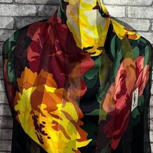 Free shipping Authentic YvesSaintLaurent silk scarf (22”x68”) C9368