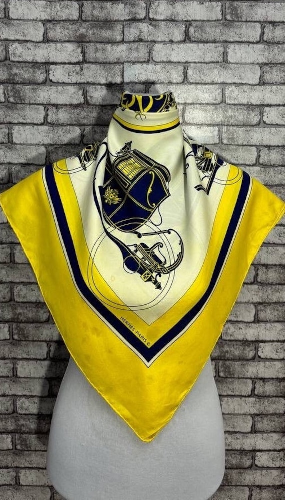 Free Shipping Authentic Hermes “ex-libris” Silk Scarf (34