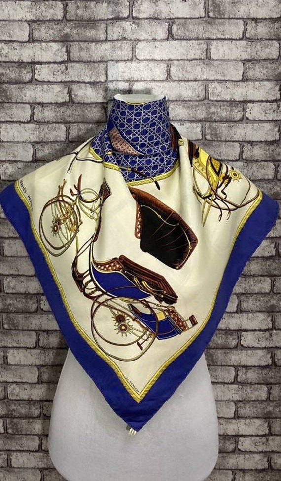 Free shipping Authentic Hermes silk scarf (34”x35… - image 1