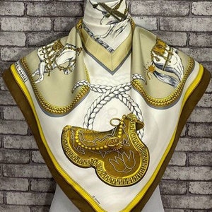 Free shipping Authentic Hermes silk scarf (34”x35”) H7401