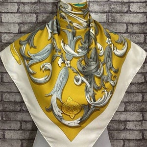 Gratis DHL EXPRESS Authentieke Hermes "Le Mors A La Conetable" zijden sjaal (34" x 35") H6813