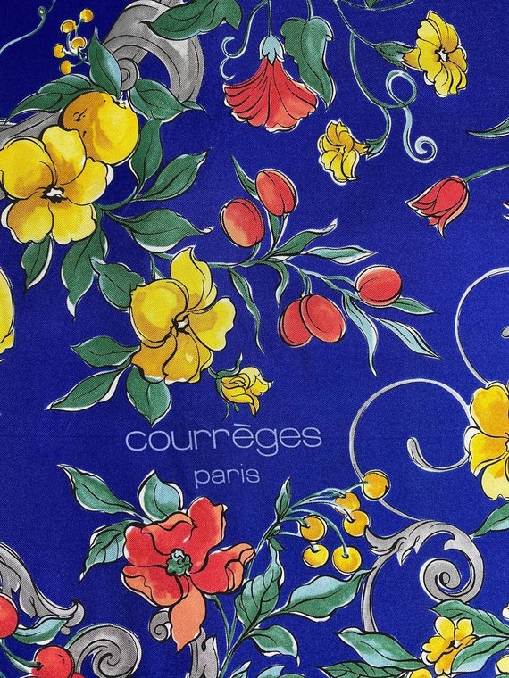Free shipping Authentic Courreges silk scarf (33"… - image 3