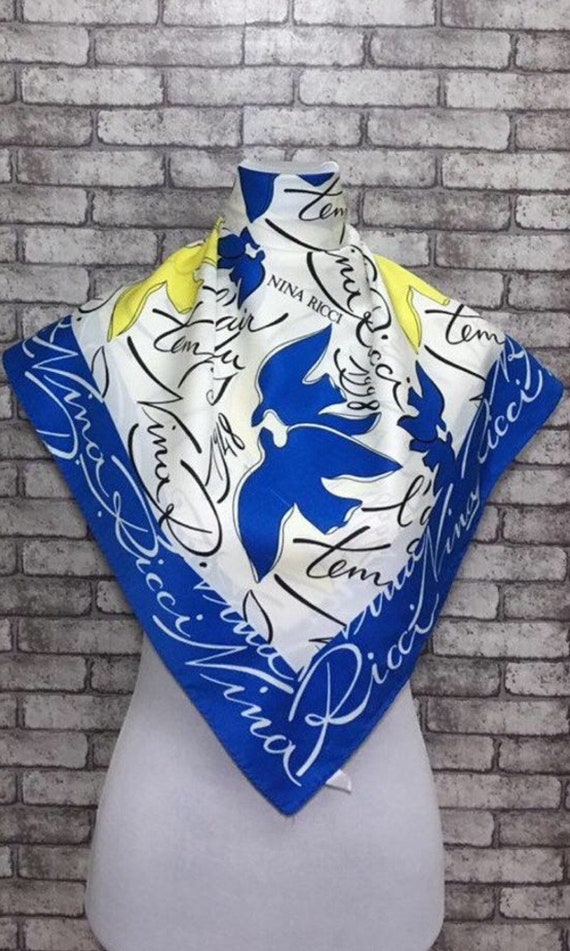 Free post Authentic Nina Ricci silk scarf 31x31 N3183