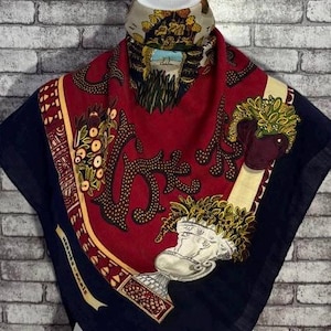 Free FedEx Authentic Hermes “Le Paradis Du Roy” silk cashmere scarf (53”x55”) A