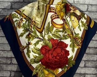 Gratis verzending Authentieke Salvatore Ferragamo zijden sjaal (33"x34") C