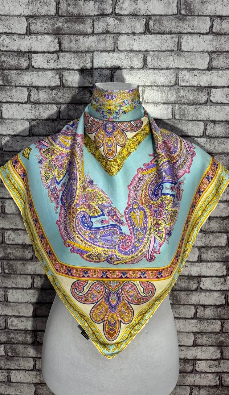 アトリエヴェルサーチ 大判シルクスカーフ 美品】ATELIER VERSACE スカーフ 大判 イタリア製 シルク100