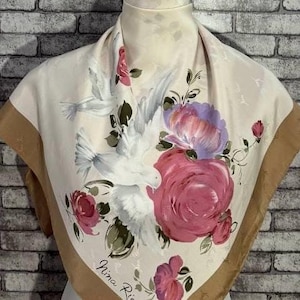 Free shipping Authentic Nina Ricci   silk scarf (30”x31”) C10572