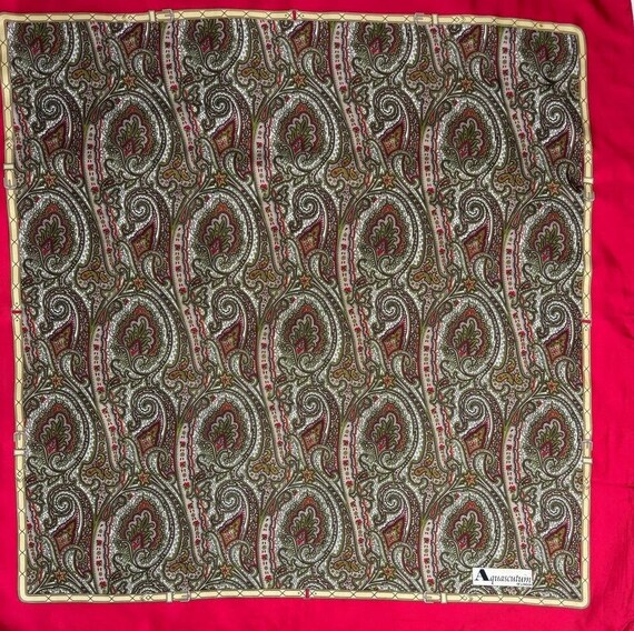 Free shipping Authentic Aquascutum  silk scarf (3… - image 2