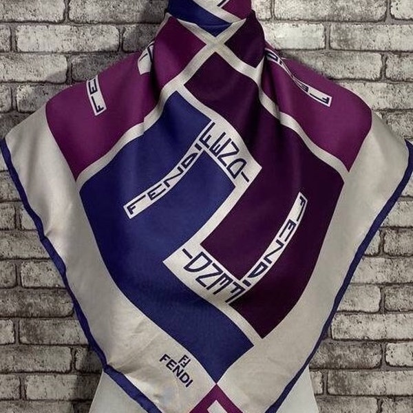 Free shipping Authentic Fendi silk scarf (26.5”x27”) C8444