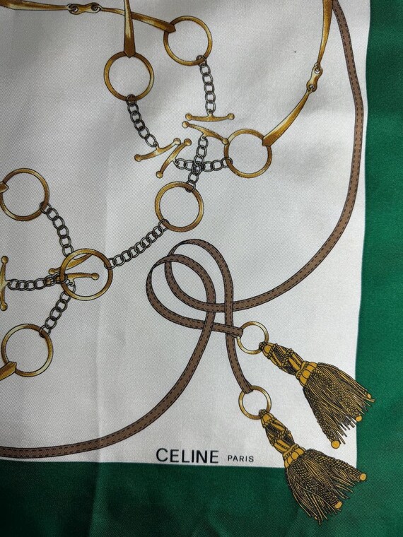 Free shipping Authentic Celine silk scarf (33”x34… - image 5