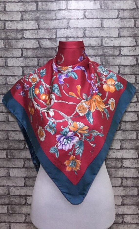 Free post Authentic Courreges  silk scarf (33"x34… - image 1