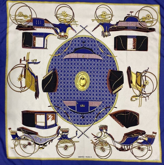 Free shipping Authentic Hermes silk scarf (34”x35… - image 2