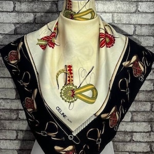 Free shipping Authentic Celine silk scarf (30”x30”) C9664