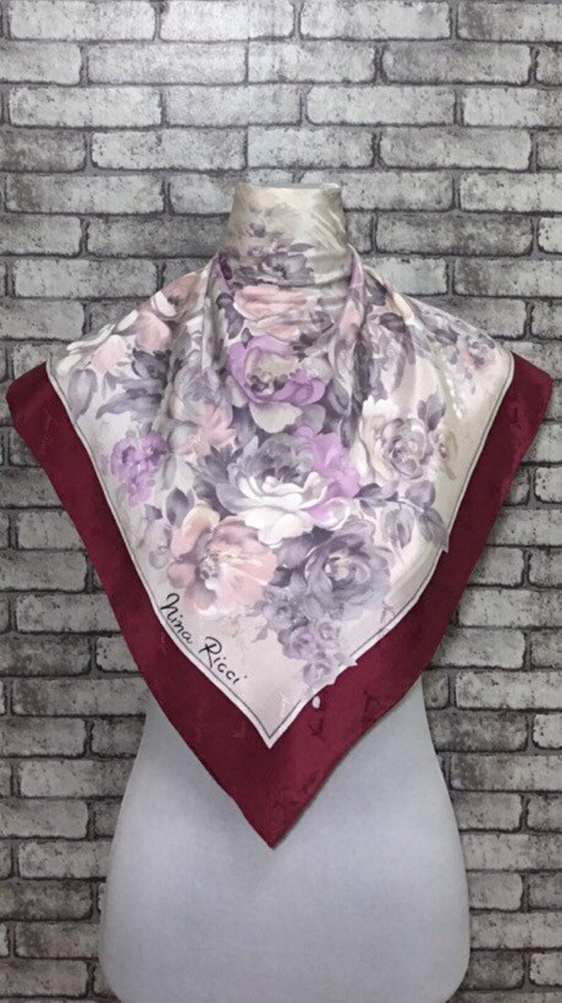 Free post Authentic Nina Ricci silk scarf 31x31 N3183