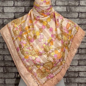 Free  Shipping Authentic Rochas silk scarf (34”x33”)R6319