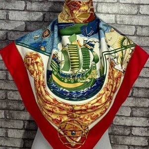 Free DHL express Authentic Hermes “Au dela des cing mers” silk scarf (34”x35”) H9614