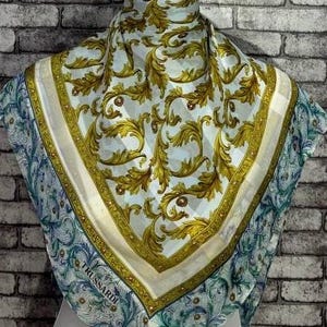 Free shipping Authentic Trussardi   silk scarf (33”x34”) C10227