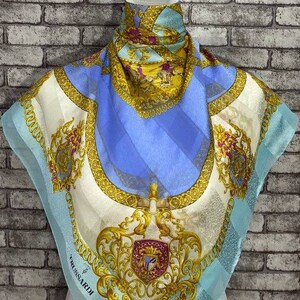 Free shipping Authentic Trussardi silk scarf (40”x40”) T7917