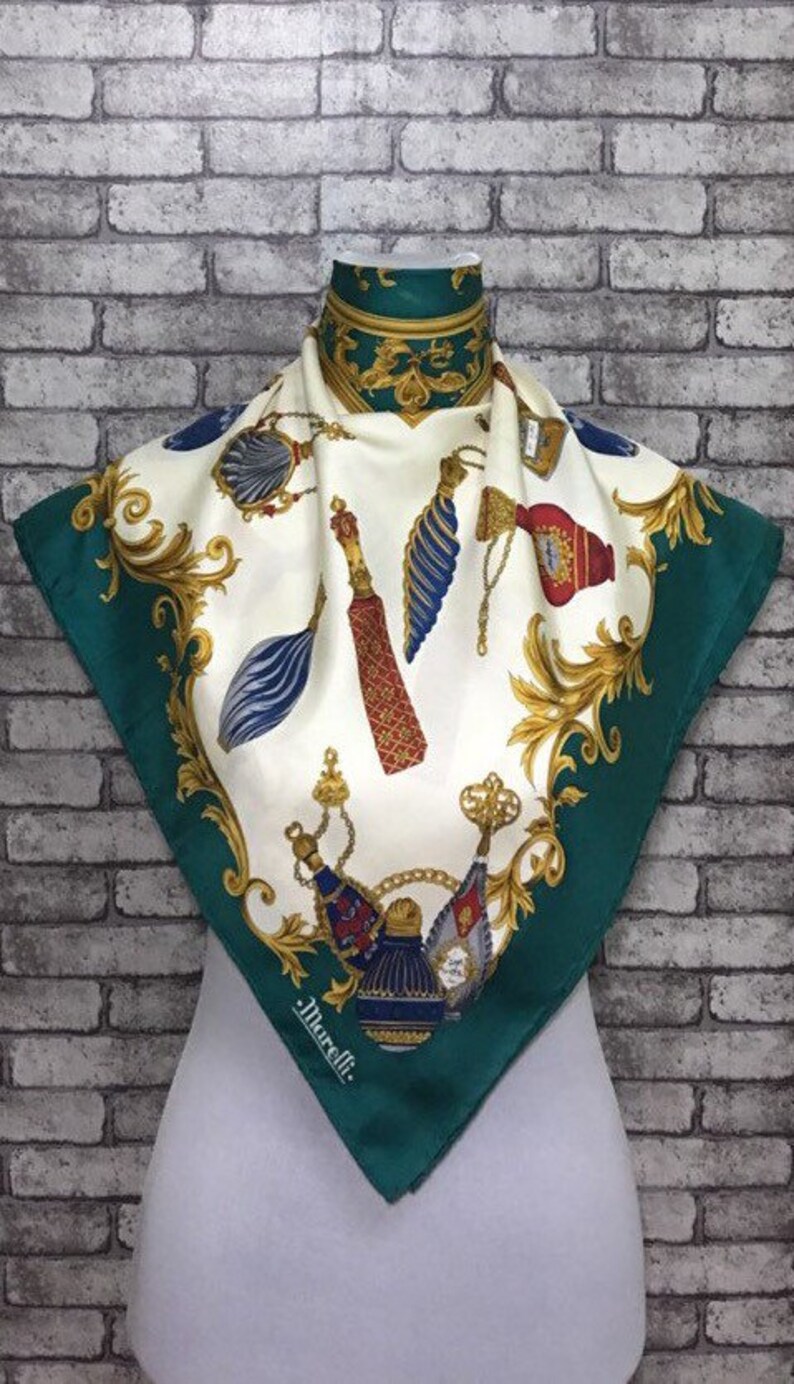 Free post Authentic Marelli silk scarf M 2853 33x34