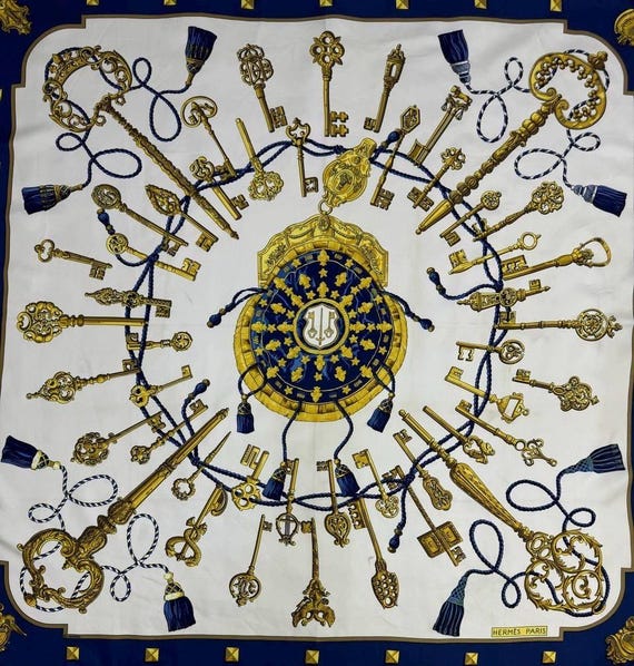 Free Shipping Authentic Hermes “keys” Silk Scarf (34”x35